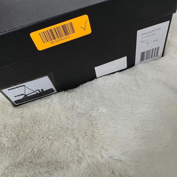 NEW Maje Frankie Chain Trimmed Charm Black Leather Platform Sandal - Picture 12 of 13